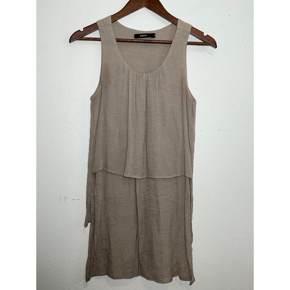 Anthropologie Amadi Taupe Split Sides Sleeveless Tunic Top Size M Lagenlook